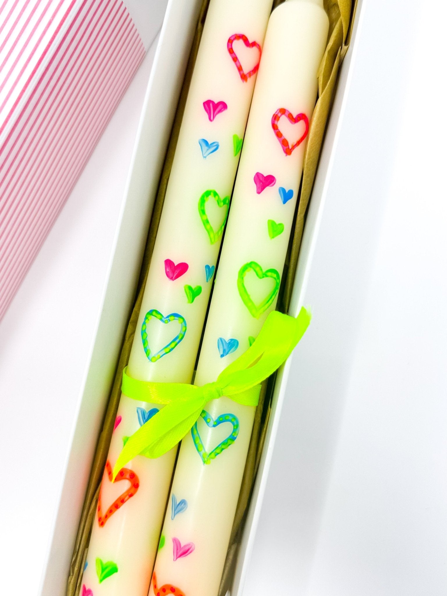 Handpainted Neon Dinner Candles | Box of Two - Bombaby