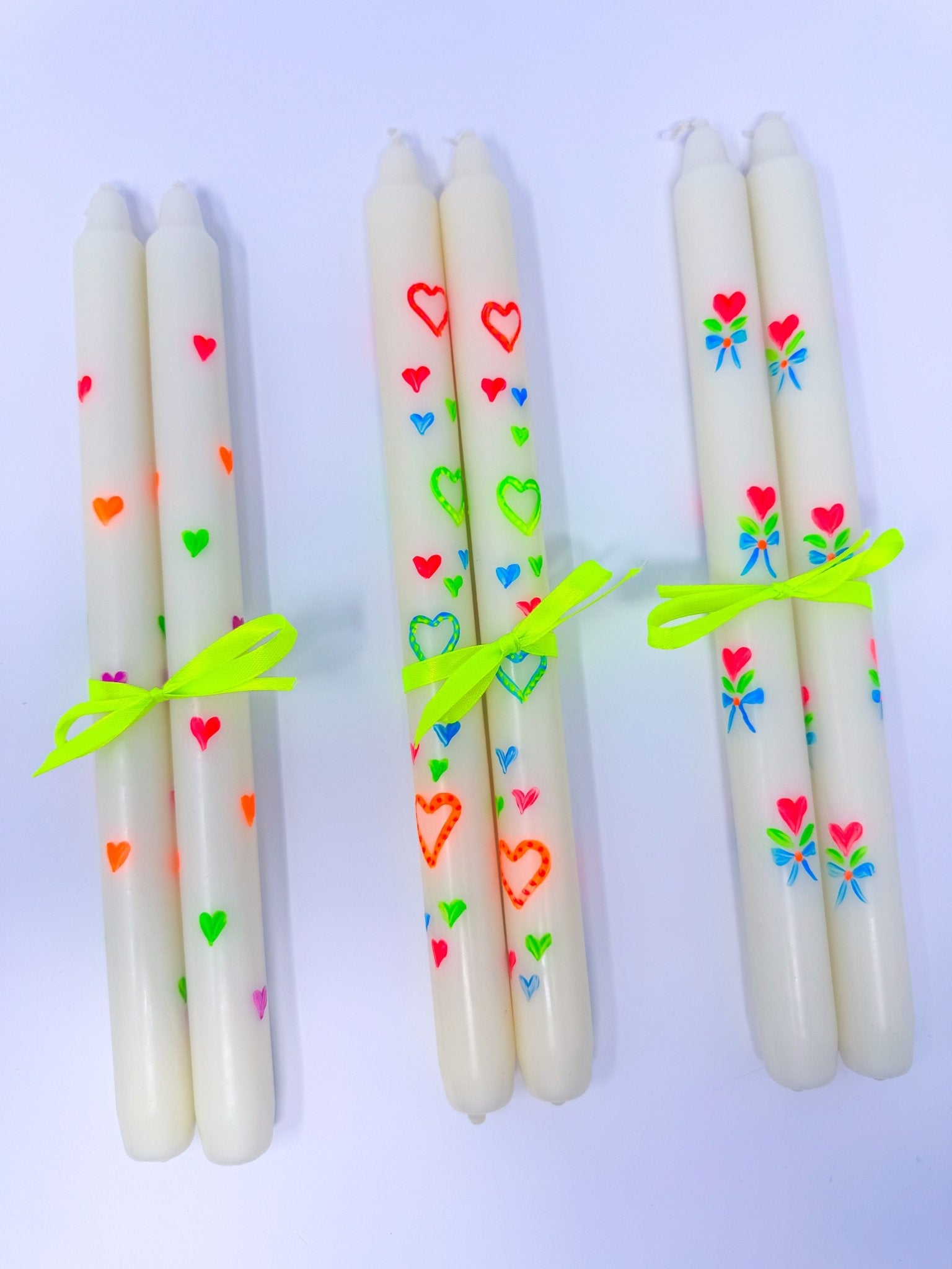 Handpainted Neon Dinner Candles | Box of Two - Bombaby