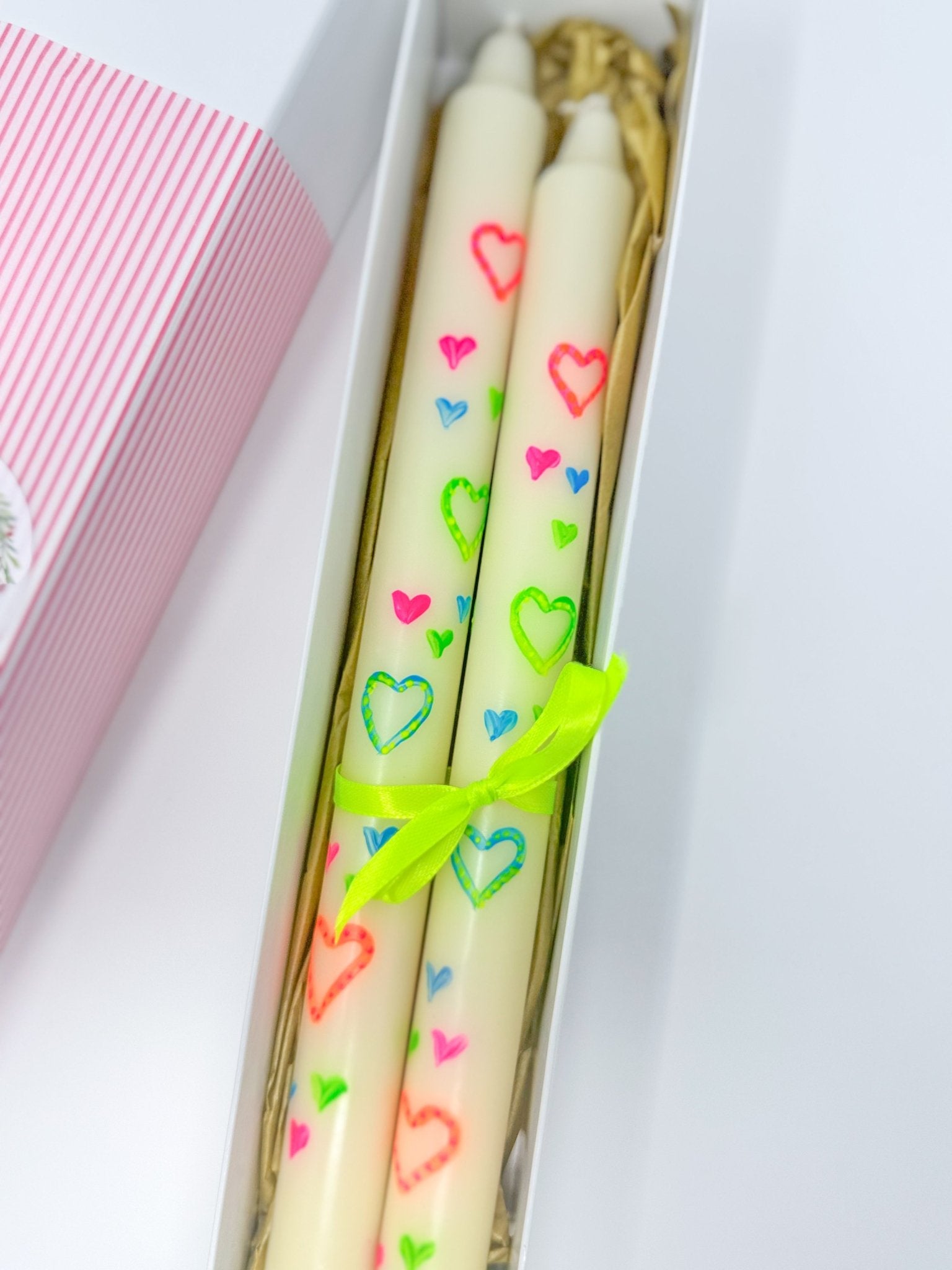 Handpainted Neon Dinner Candles | Box of Two - Bombaby