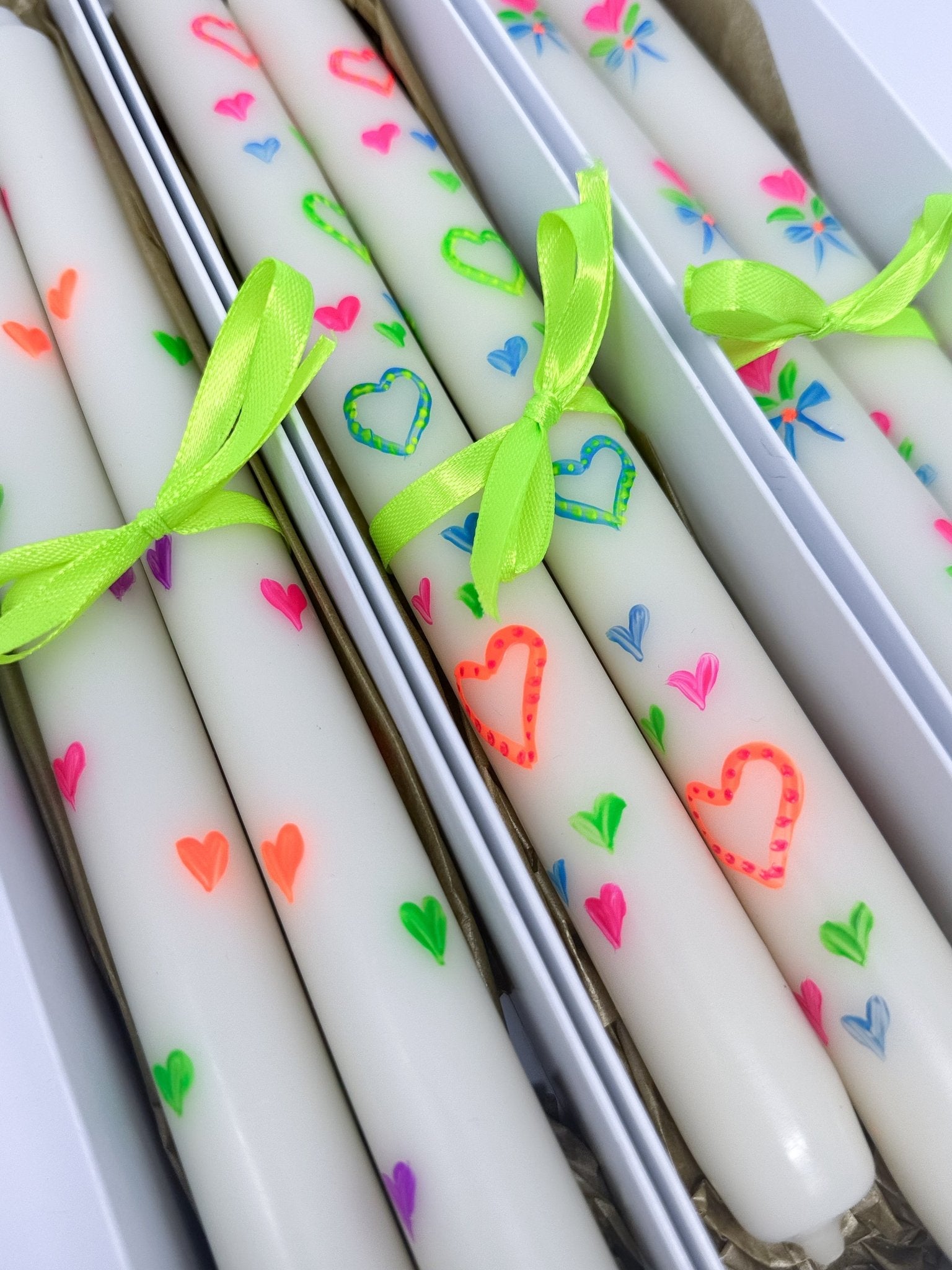 Handpainted Neon Dinner Candles | Box of Two - Bombaby