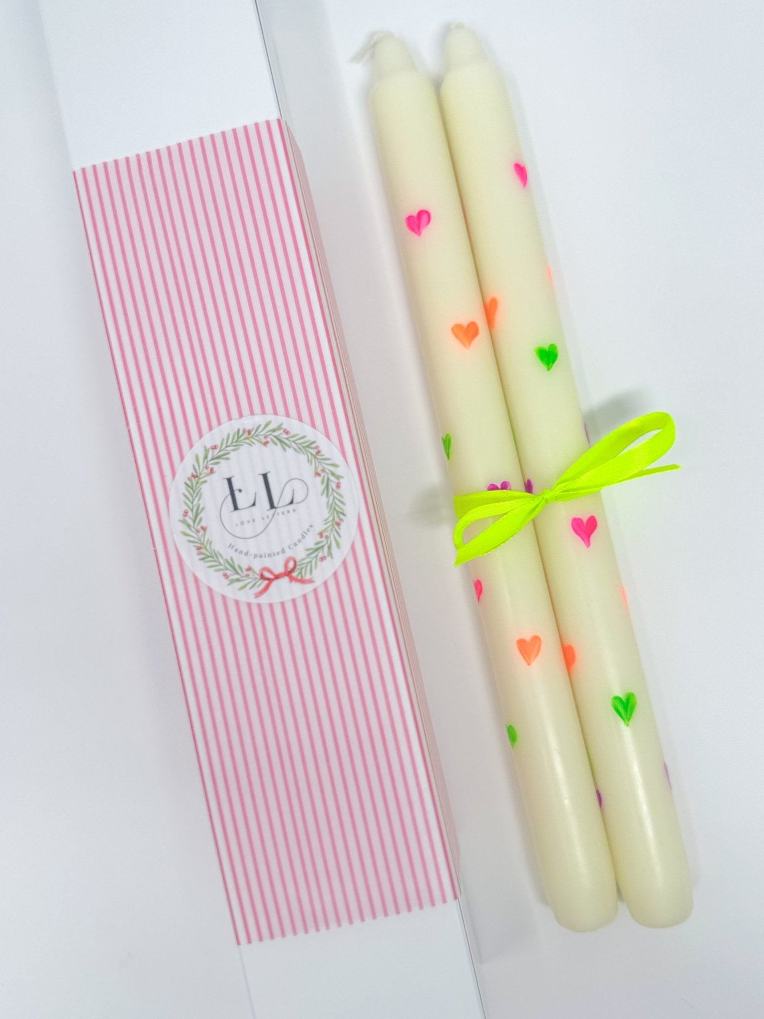 Handpainted Neon Dinner Candles | Box of Two - Bombaby