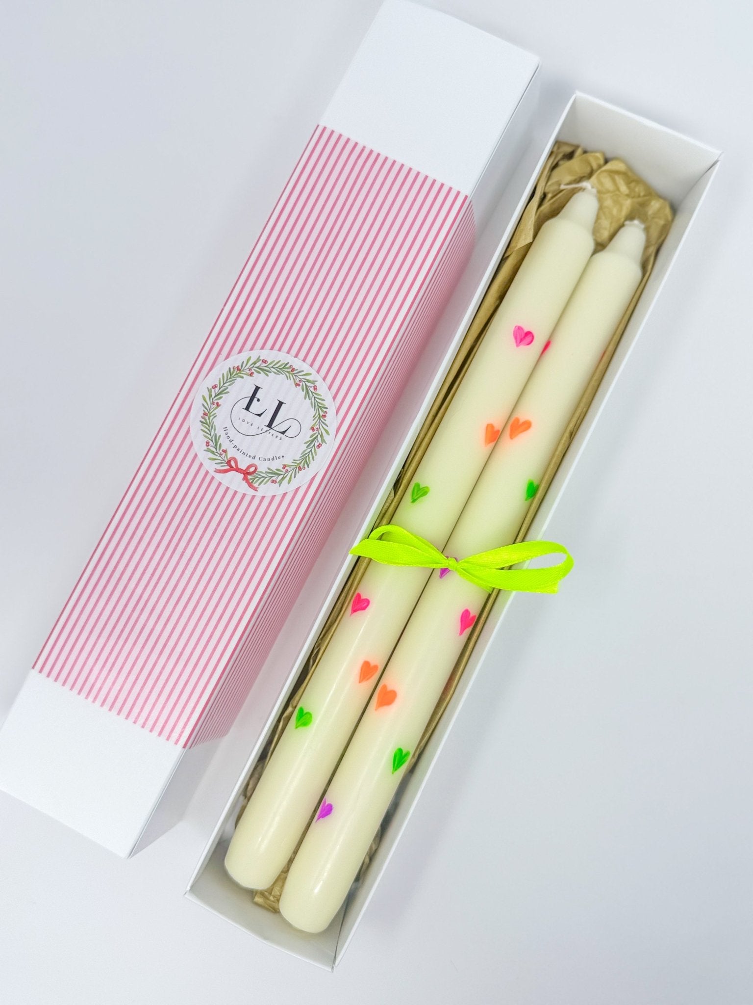 Handpainted Neon Dinner Candles | Box of Two - Bombaby