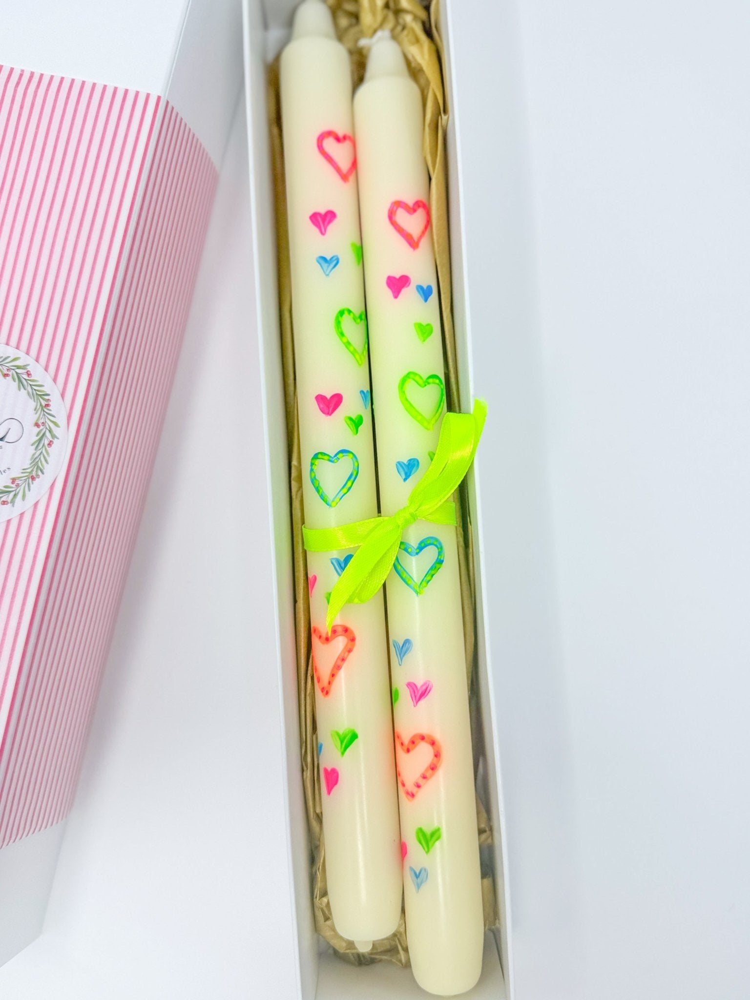 Handpainted Neon Dinner Candles | Box of Two - Bombaby