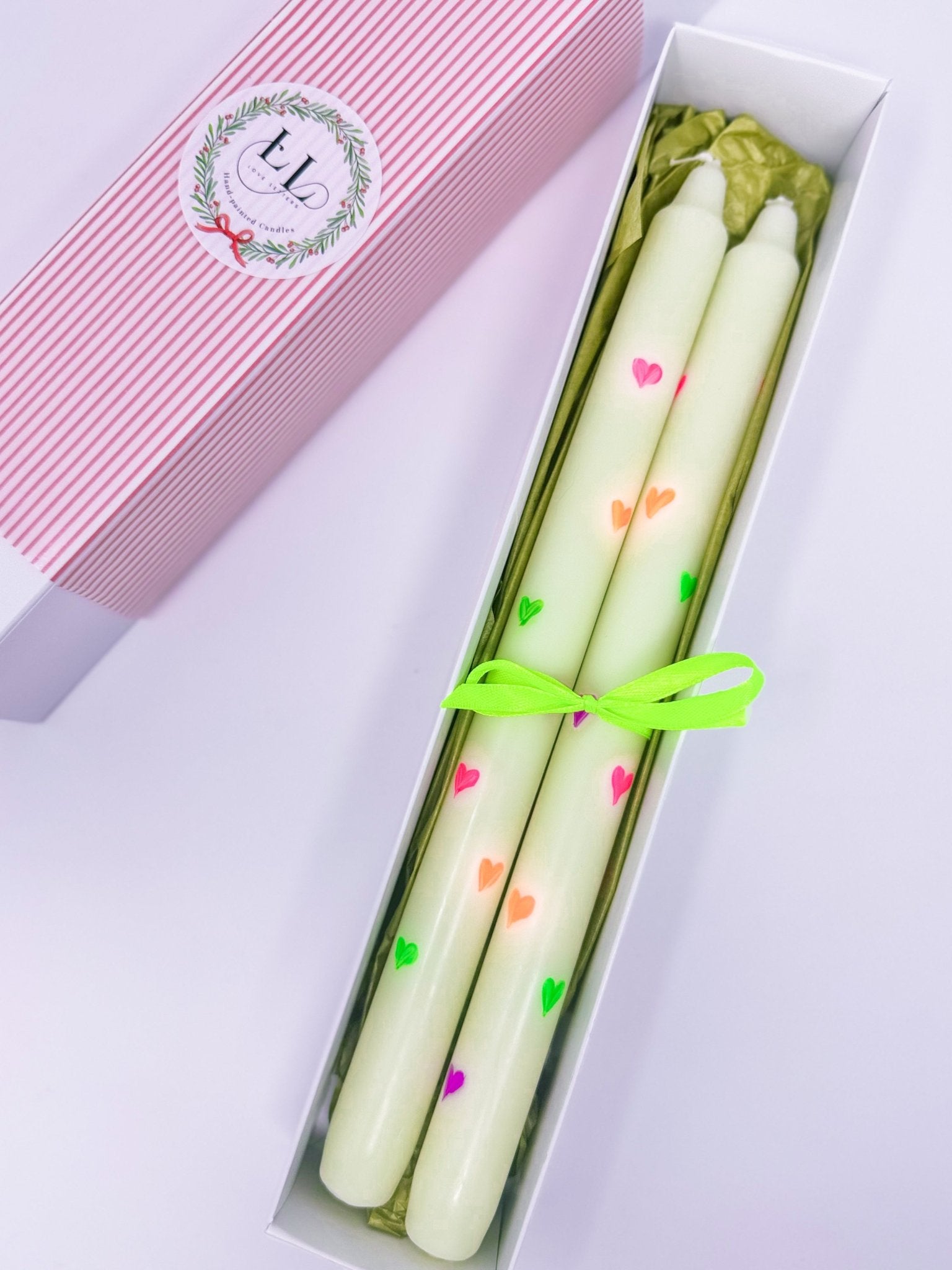 Handpainted Neon Dinner Candles | Box of Two - Bombaby