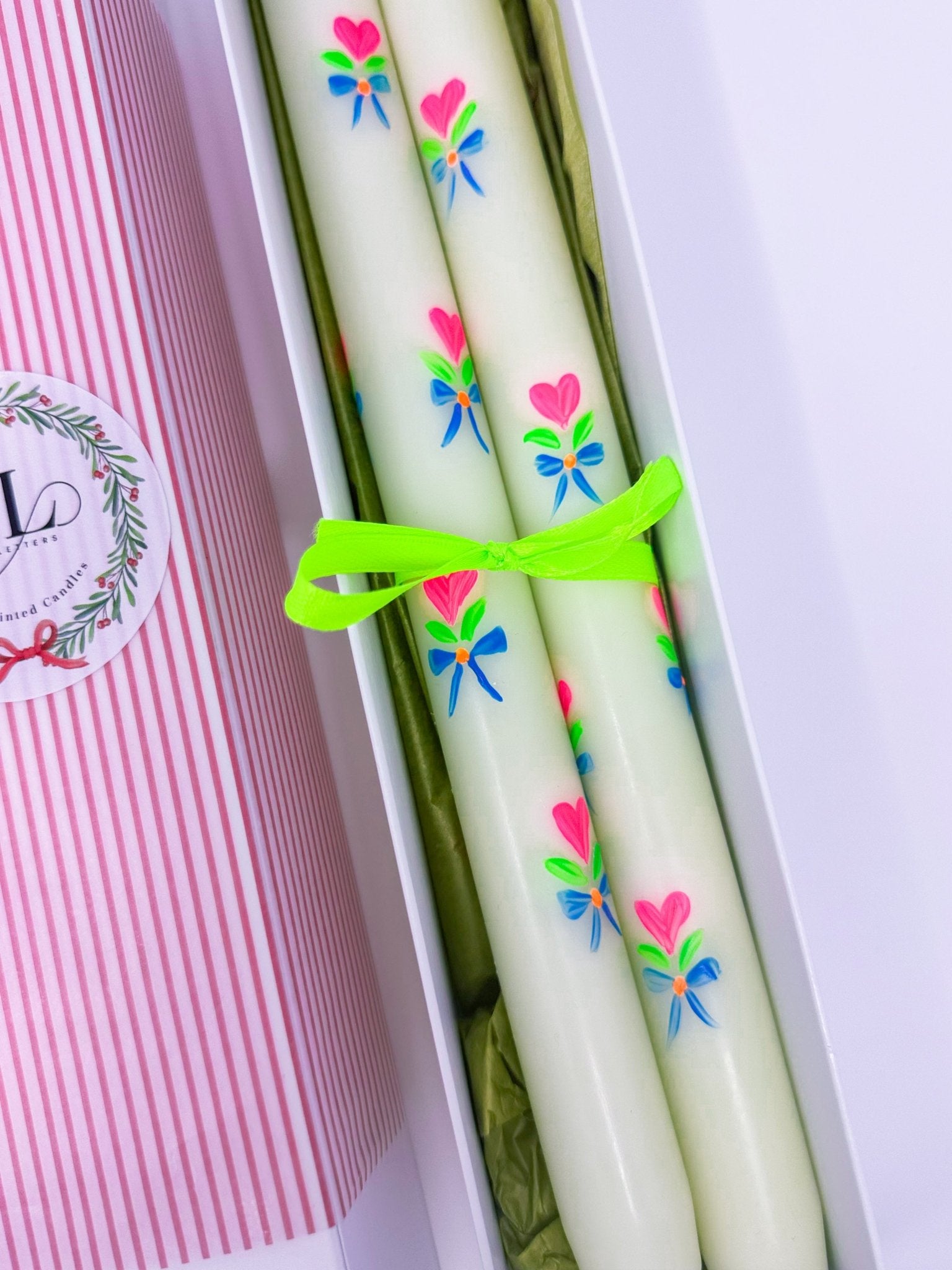 Handpainted Neon Dinner Candles | Box of Two - Bombaby