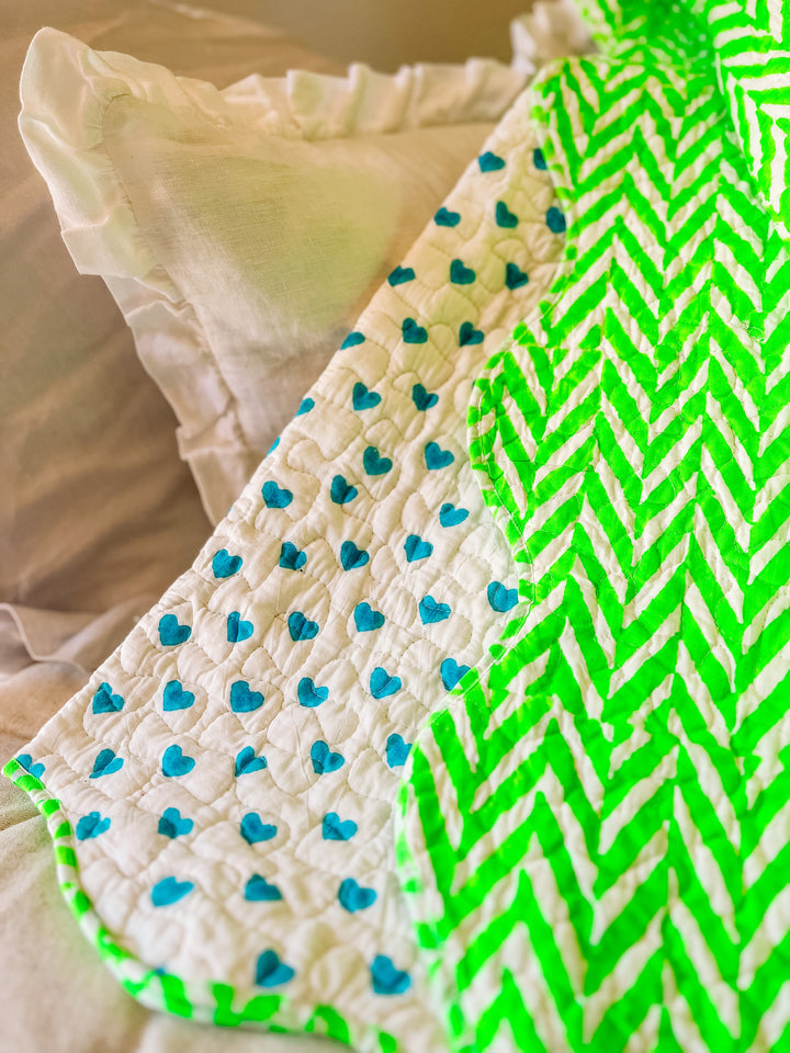 Quilted Throw | Heart Print