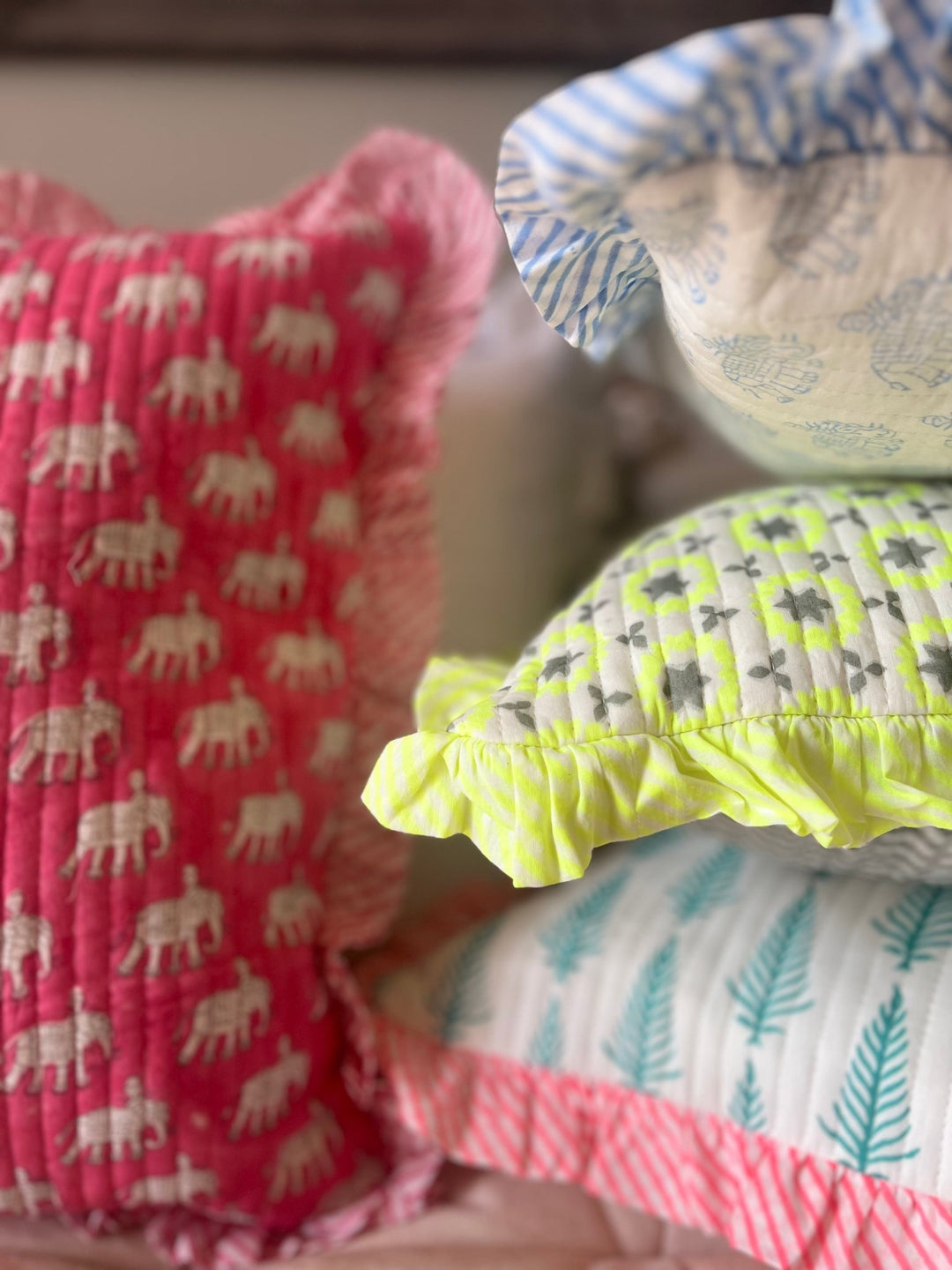 Malati in Neon | Quilted Cushion - Bombaby