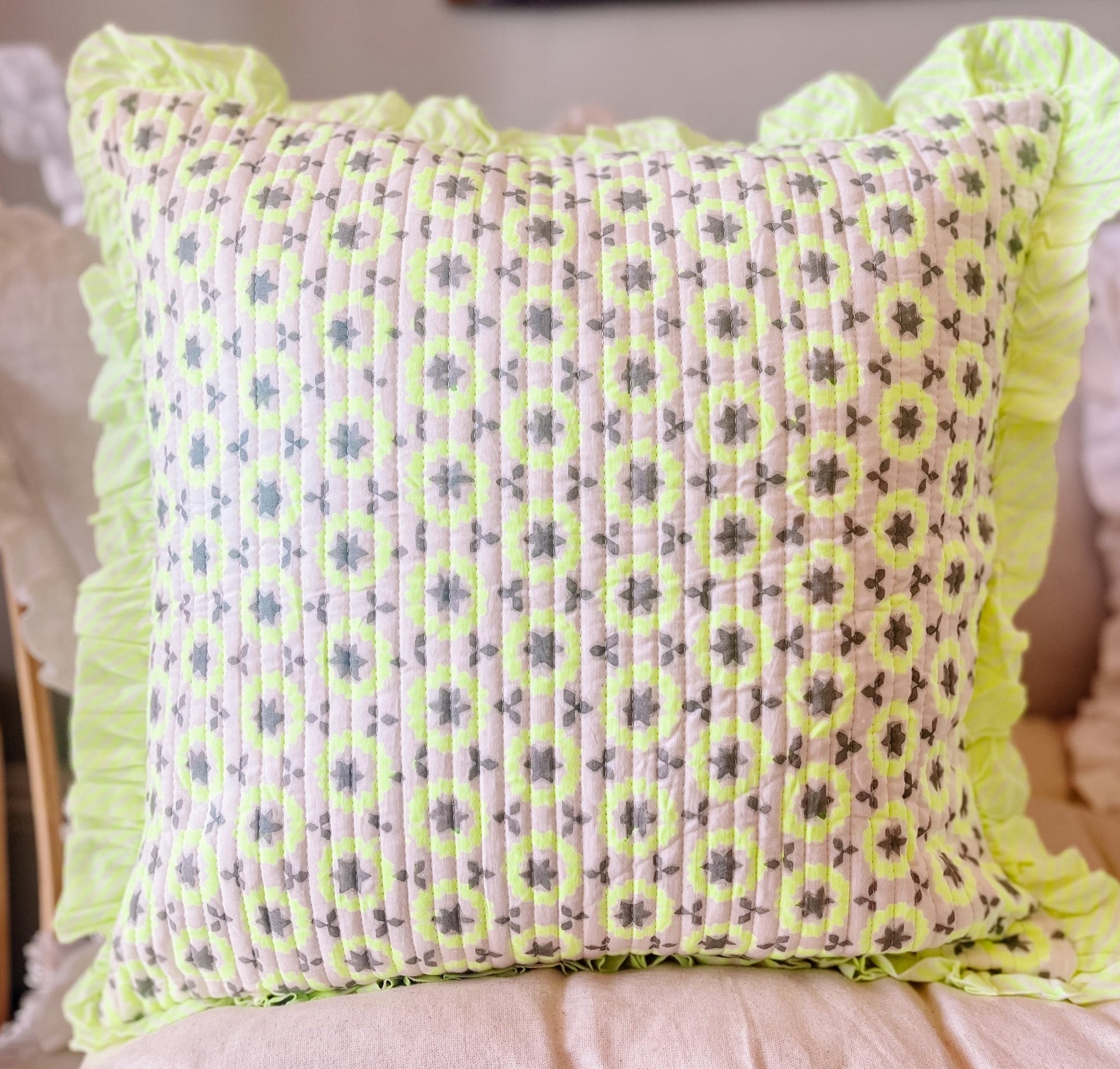 Malati in Neon | Quilted Cushion - Bombaby