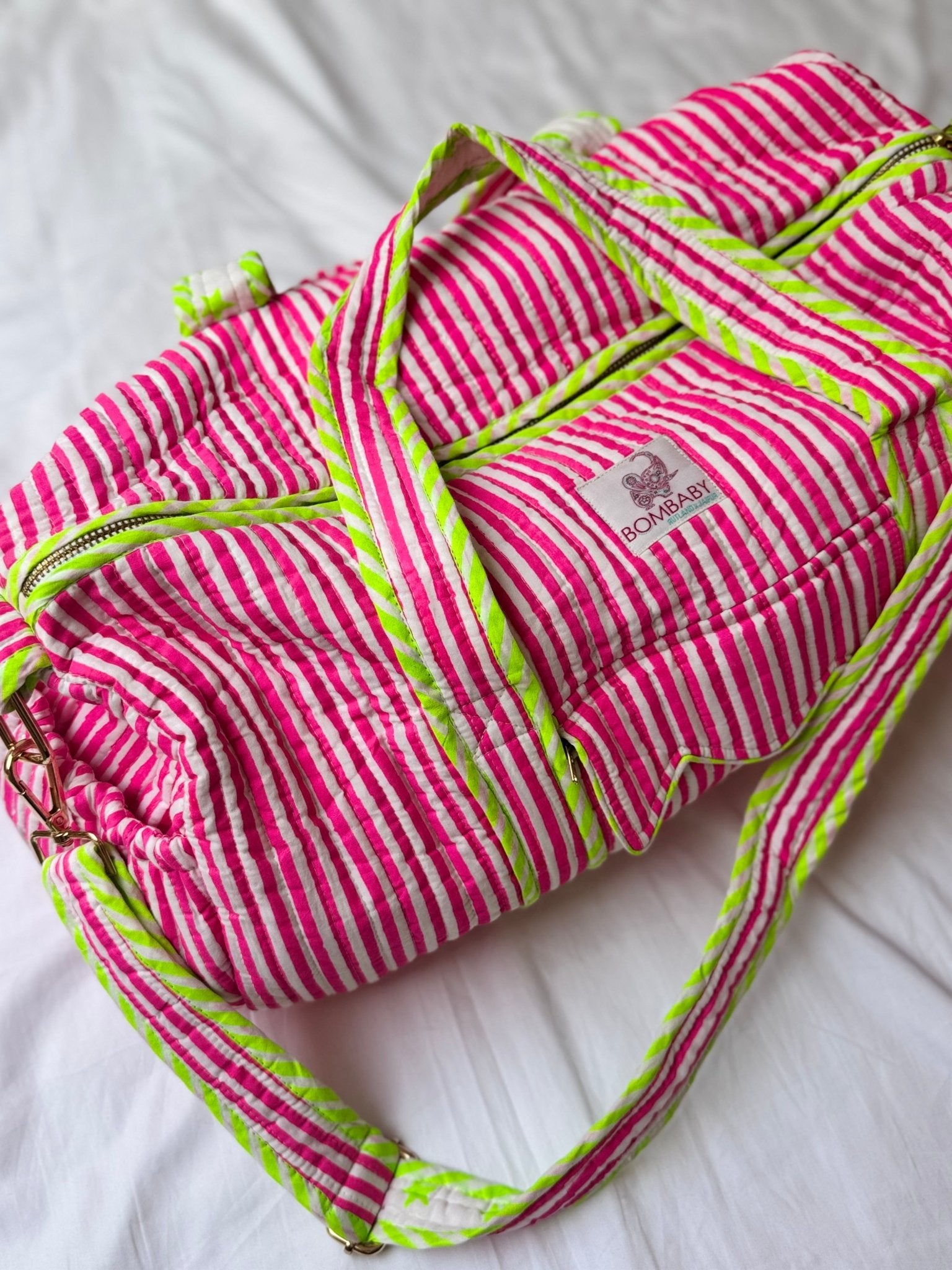 Neon Pink Quilted Weekend Bag SAMPLE - Bombaby