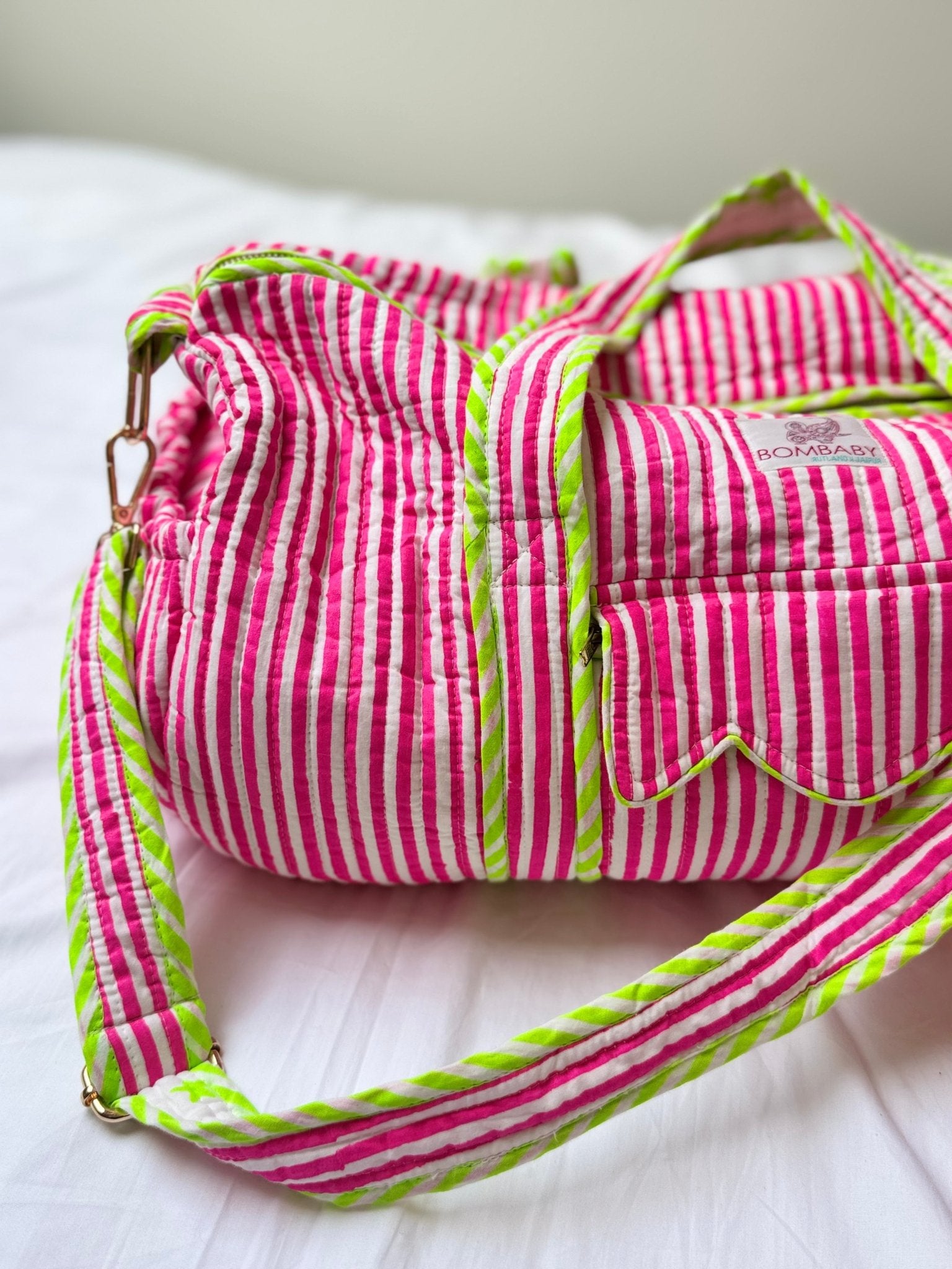 Neon Pink Quilted Weekend Bag SAMPLE - Bombaby