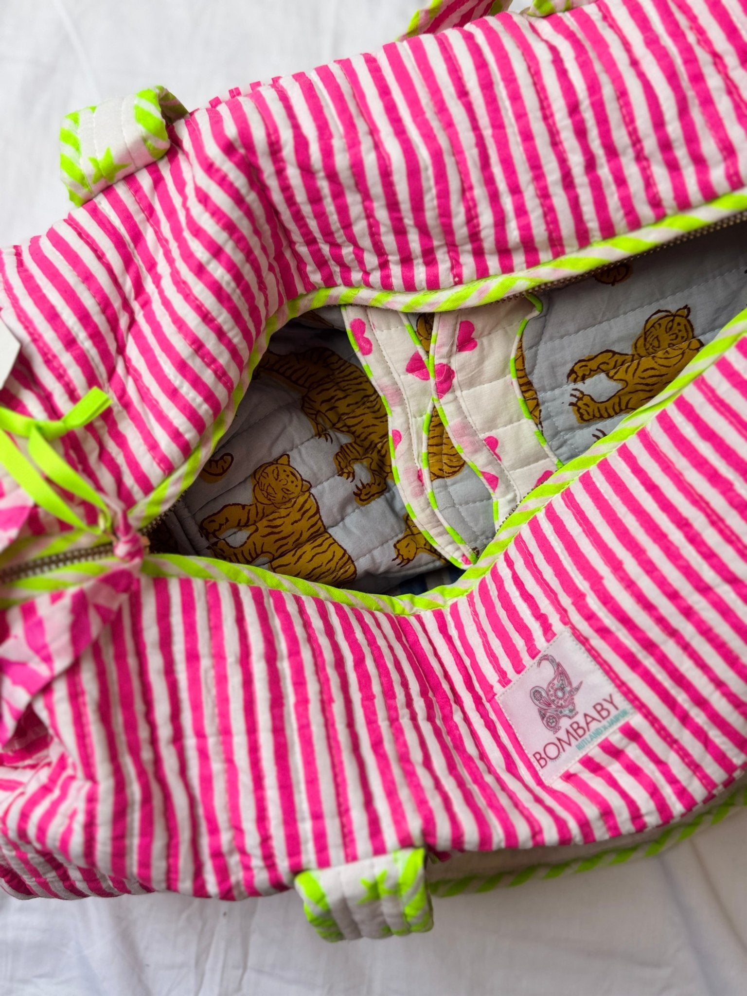Neon Pink Quilted Weekend Bag SAMPLE - Bombaby