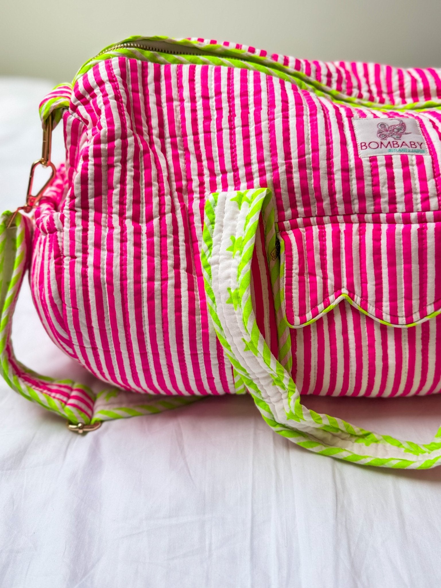 Neon Pink Quilted Weekend Bag SAMPLE - Bombaby