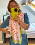 Oversized Handprinted Scarf | Clementine Crush - Bombaby