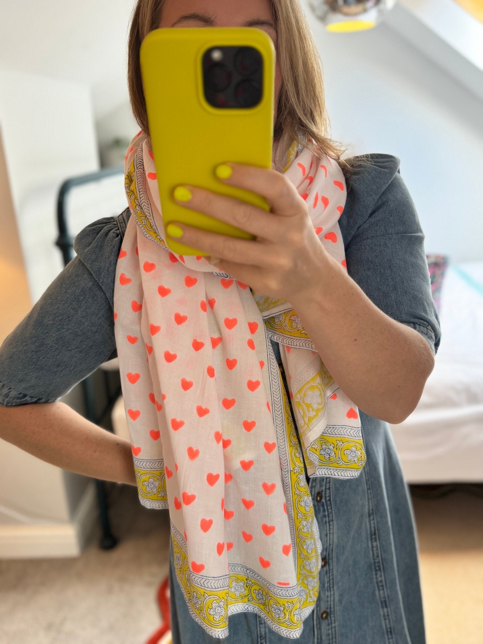 Oversized Handprinted Scarf | Clementine Crush - Bombaby