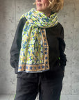 Oversized Handprinted Scarf | Neon Storm - Bombaby