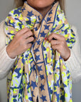 Oversized Handprinted Scarf | Neon Storm - Bombaby
