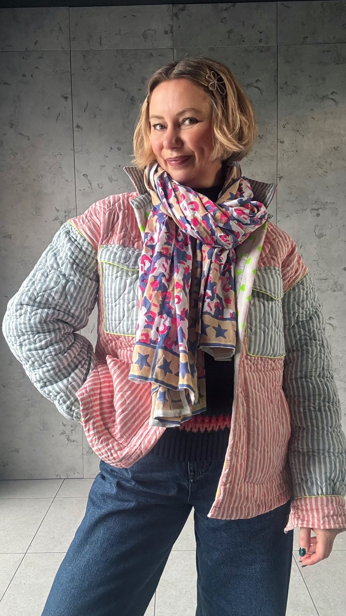 Oversized Handprinted Scarf | Pink Mirage - Bombaby