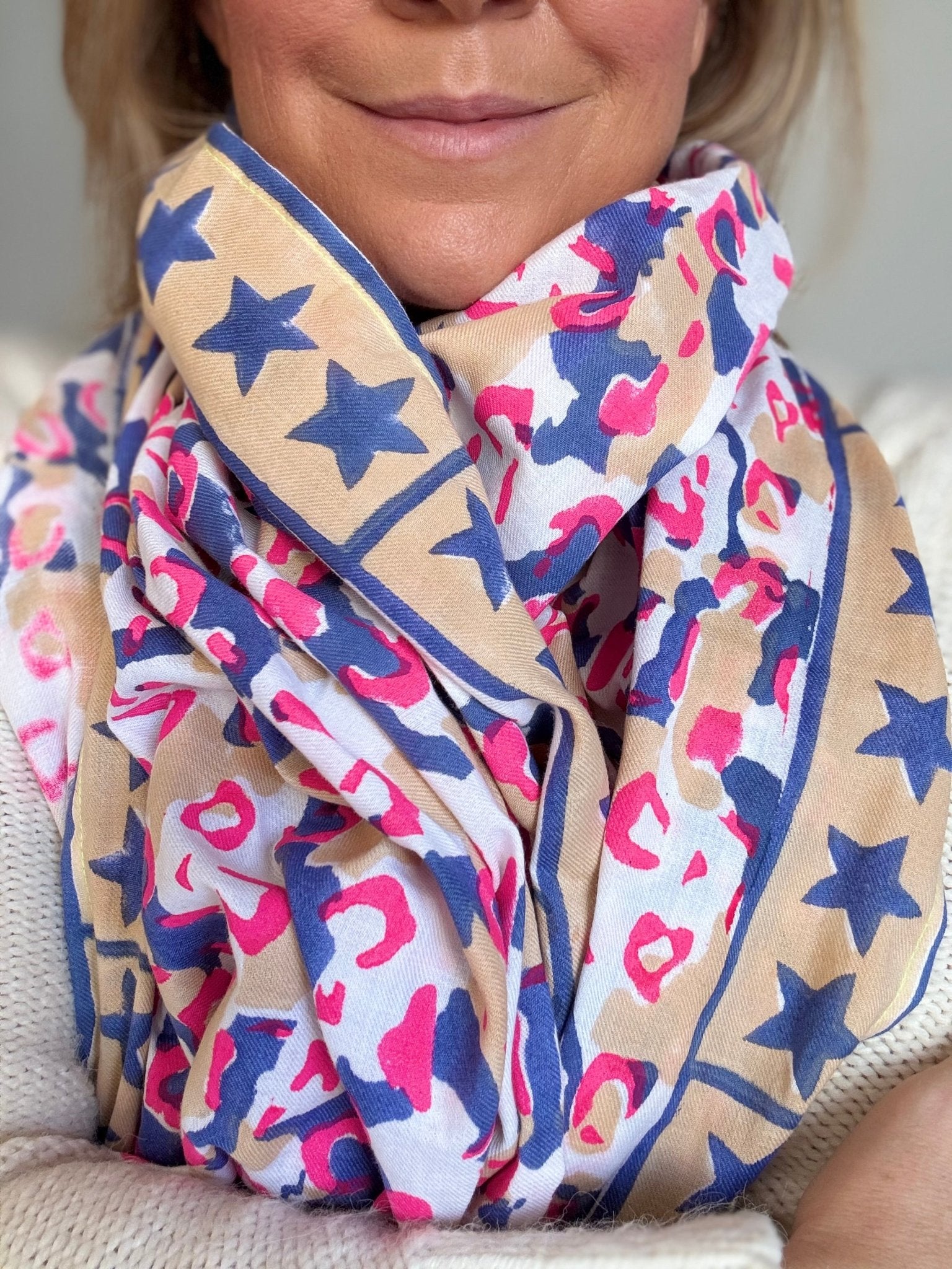 Oversized Handprinted Scarf | Pink Mirage - Bombaby