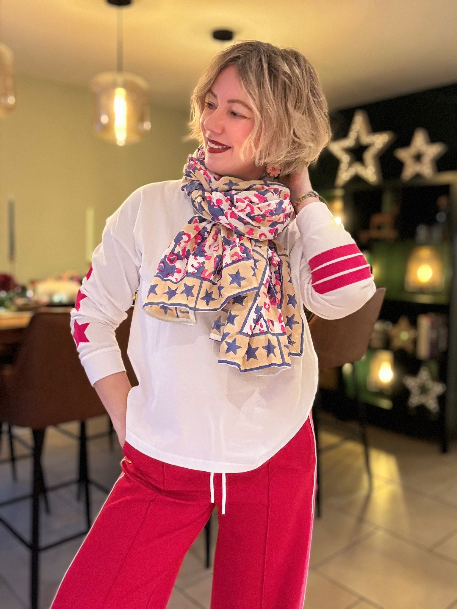 Oversized Handprinted Scarf | Pink Mirage - Bombaby