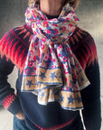 Oversized Handprinted Scarf | Pink Mirage - Bombaby