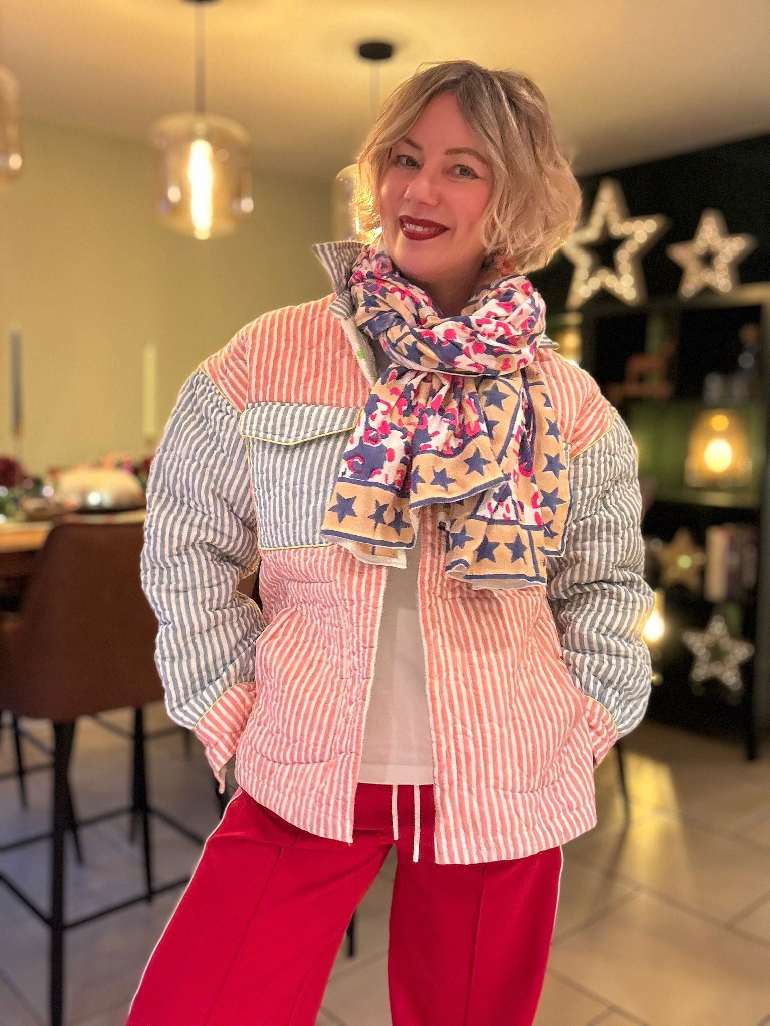 Oversized Handprinted Scarf | Pink Mirage - Bombaby