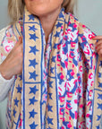 Oversized Handprinted Scarf | Pink Mirage - Bombaby