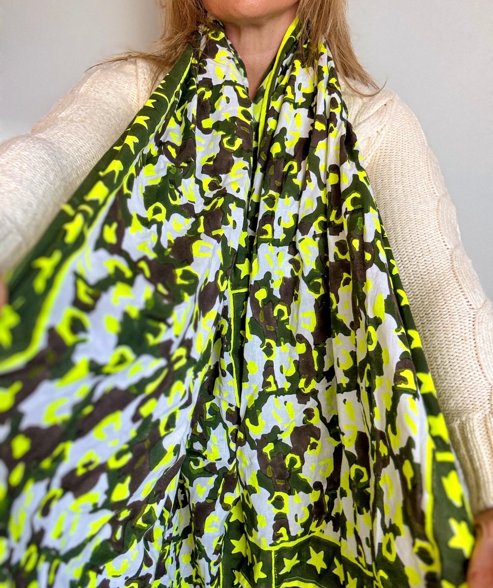 Oversized Handprinted Scarf | Rebel camo - Bombaby