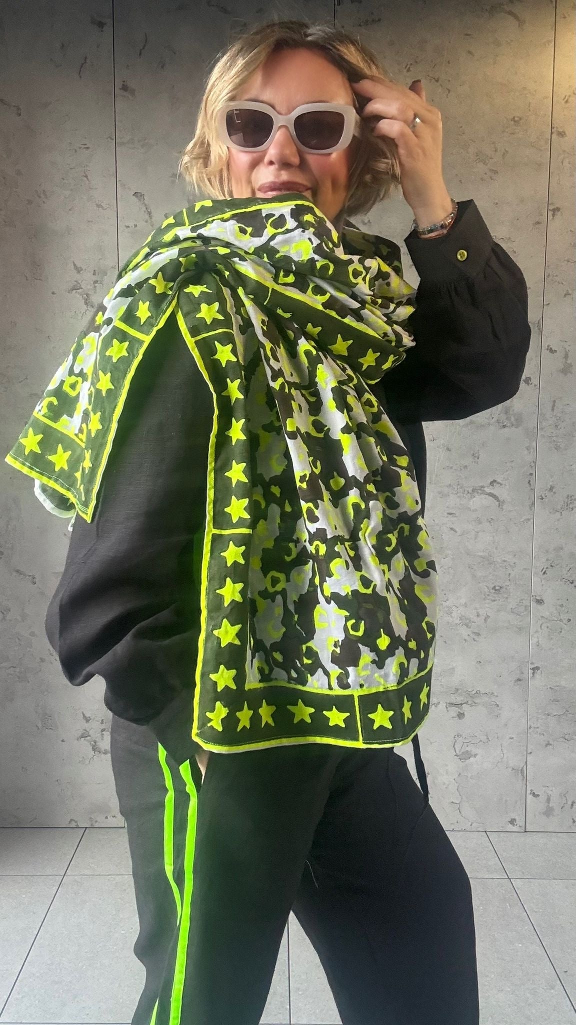 Oversized Handprinted Scarf | Rebel camo - Bombaby