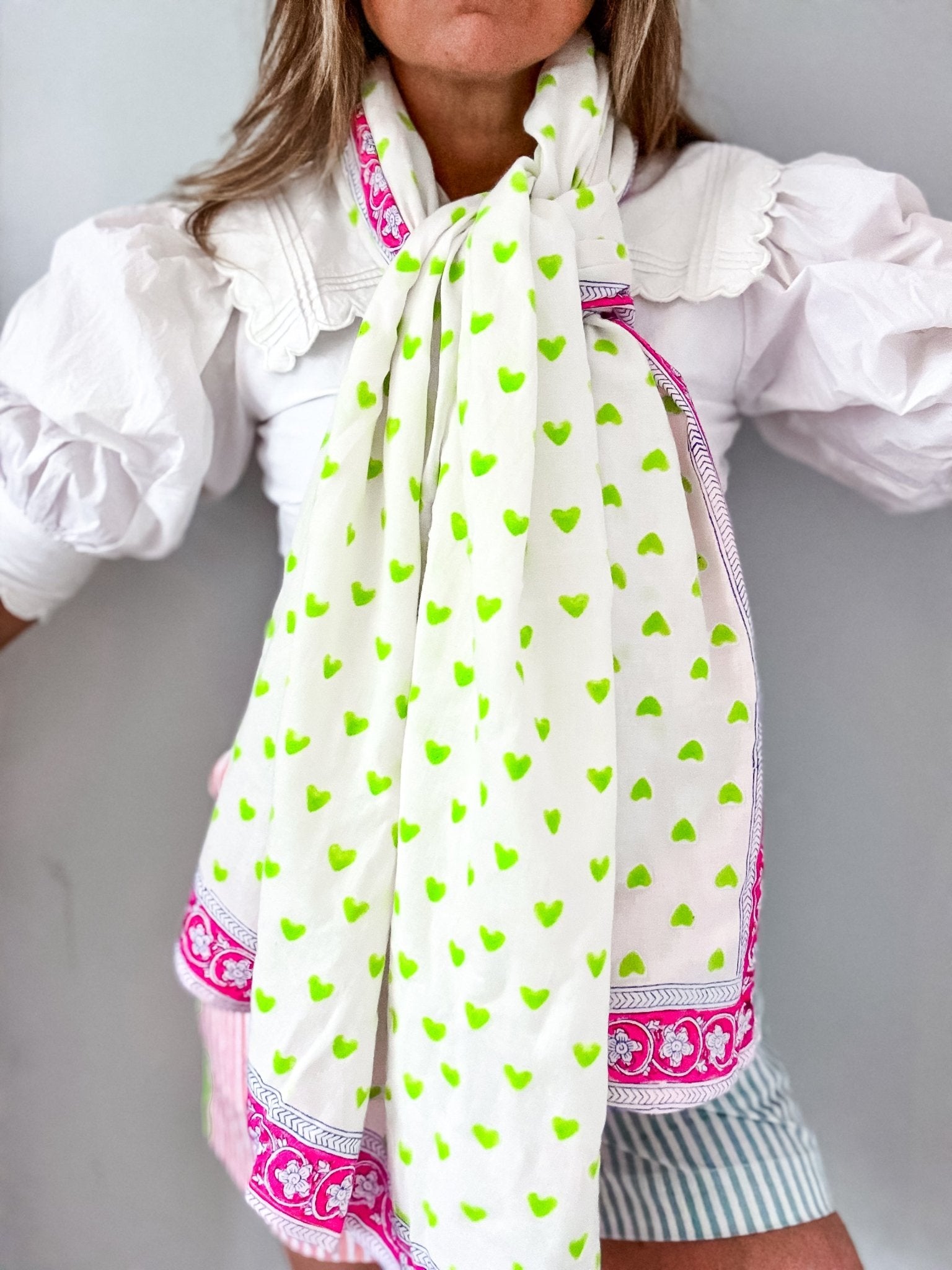 Oversized Handprinted Scarf | Wild Lime - Bombaby