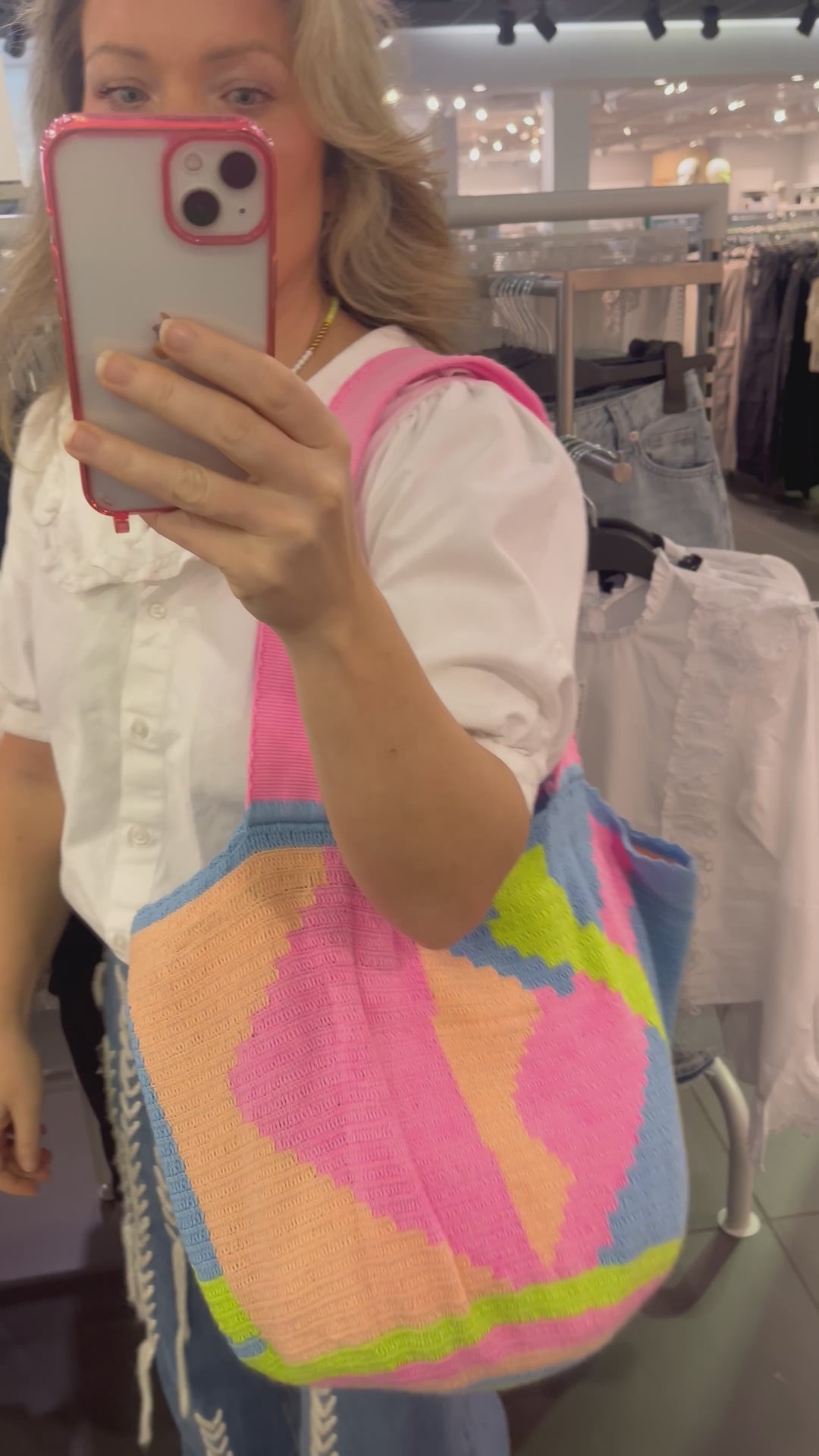 Pastel Neon Swirl | Woven Shoulder Bag