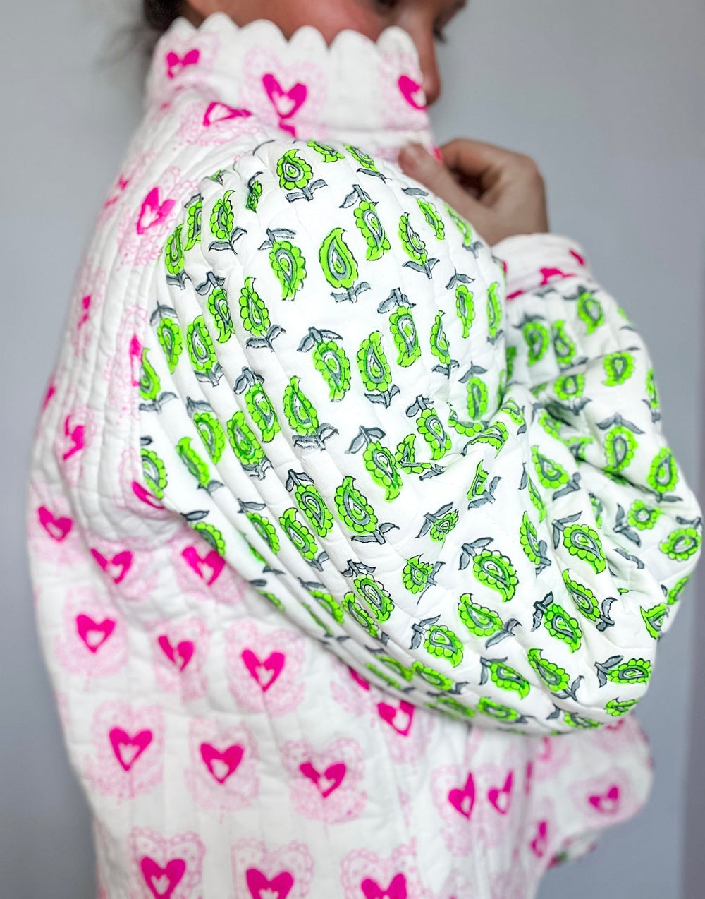 Quilted Jacket | Pretty Neon Hearts - Bombaby