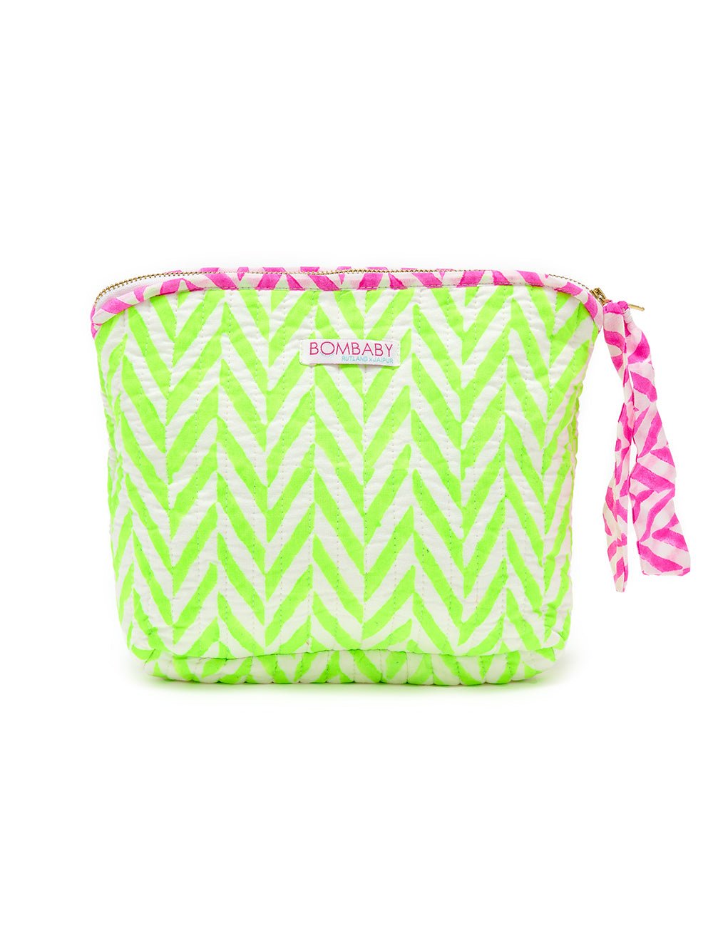 Quilted Make Up Bag | Neon Green - Bombaby