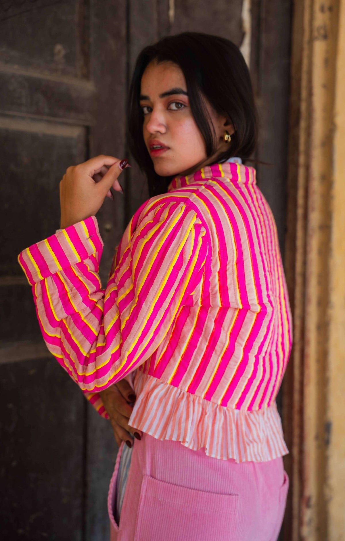 Quilted Ruffle Jacket | Elle - Bombaby