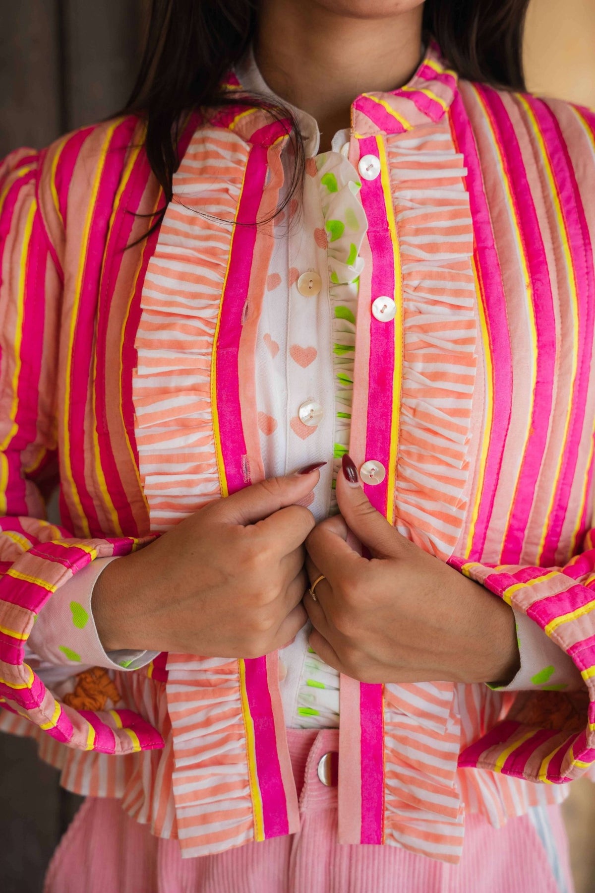 Quilted Ruffle Jacket | Elle - Bombaby