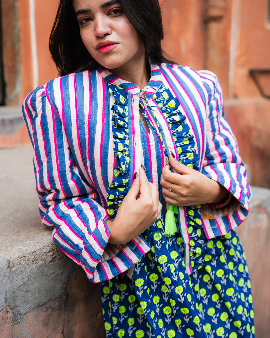 Quilted Ruffle Jacket | Tess - Bombaby