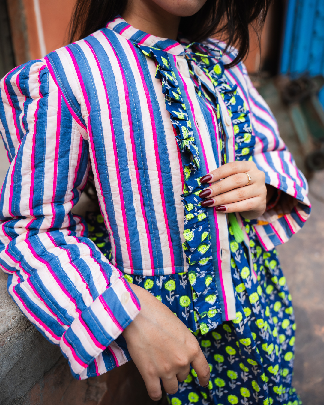 Quilted Ruffle Jacket | Tess - Bombaby