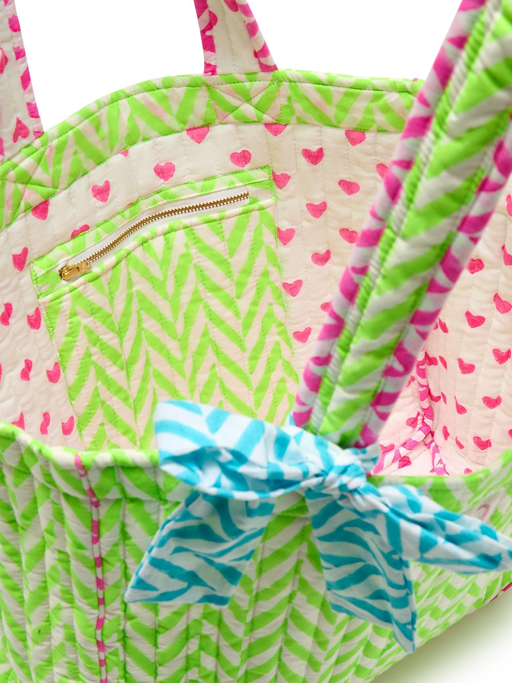 Quilted Tote Bag | Neon Green - Bombaby