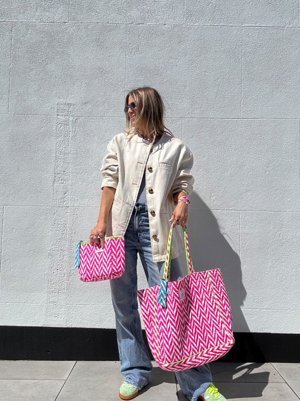 Quilted Tote Bag | Neon Pink - Bombaby