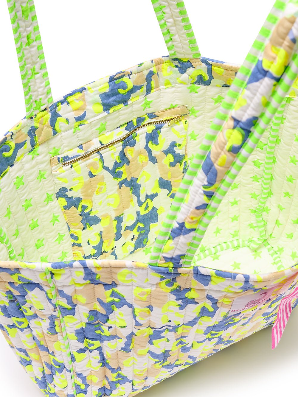 Quilted Tote Bag | Neon Storm - Bombaby