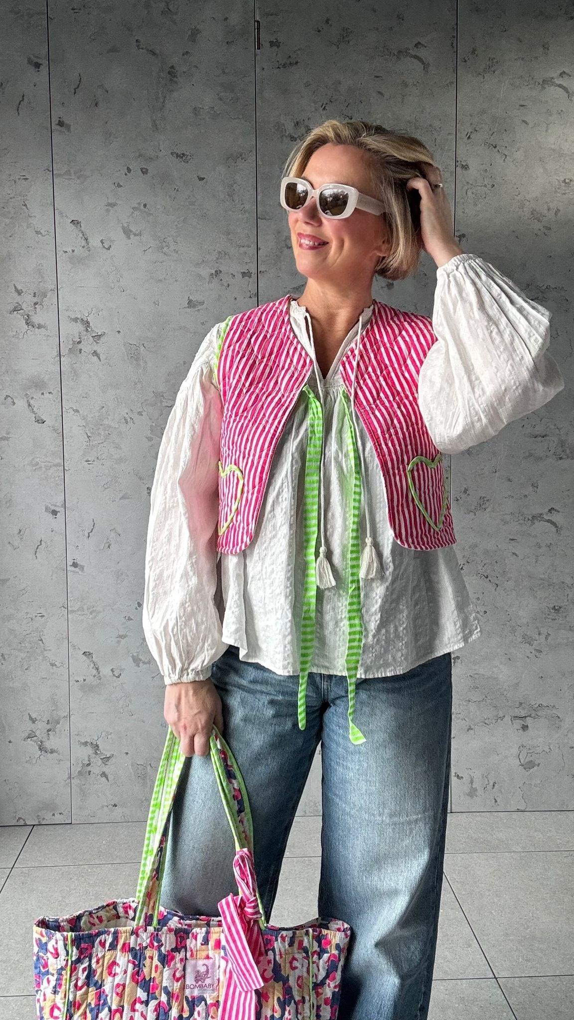 Quilted Tote Bag | Pink Mirage - Bombaby