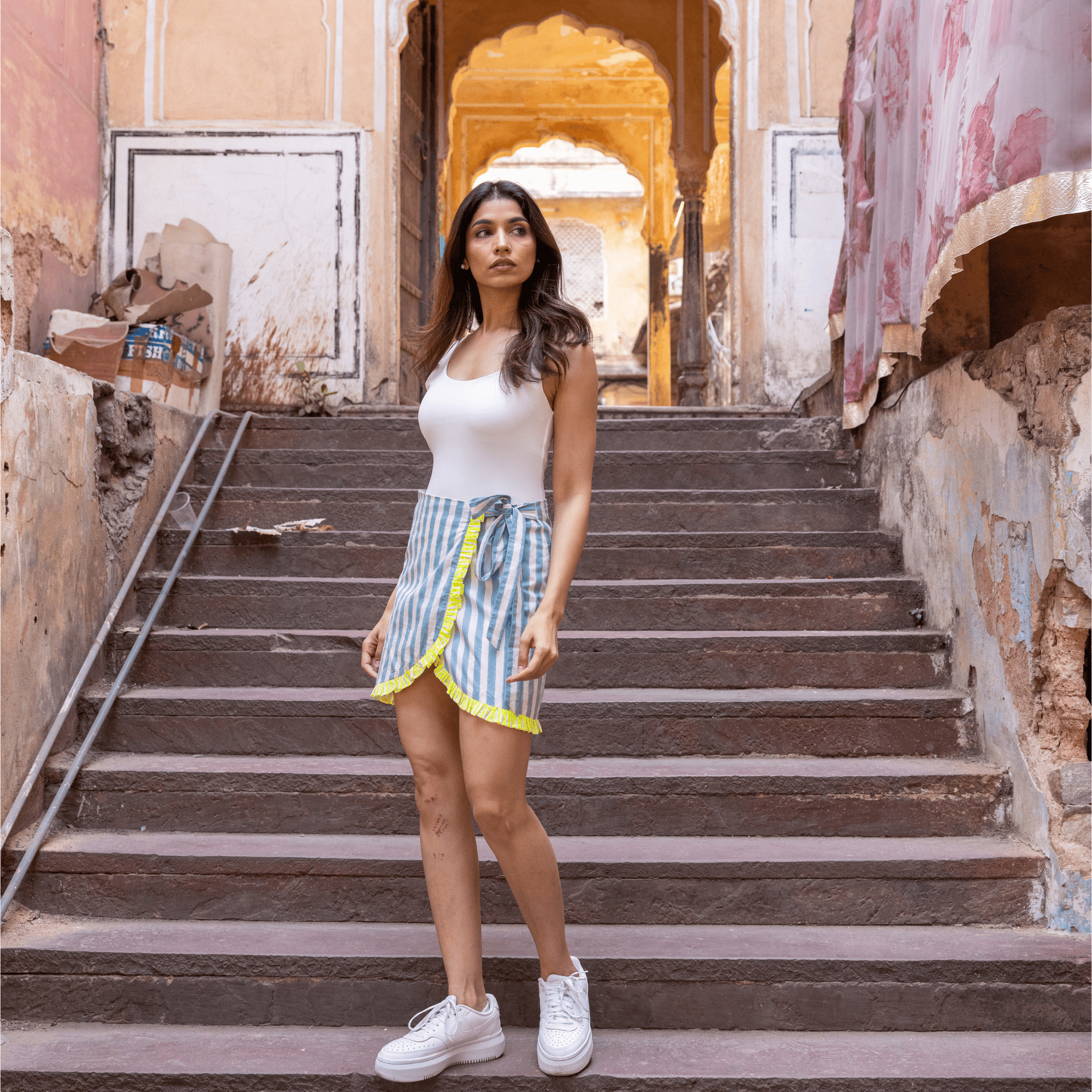 Ruffle Wrap Mini Skirt | Mykonos Blue PRE ORDER - Bombaby