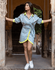 Ruffle Wrap Mini Skirt | Mykonos Blue PRE ORDER - Bombaby