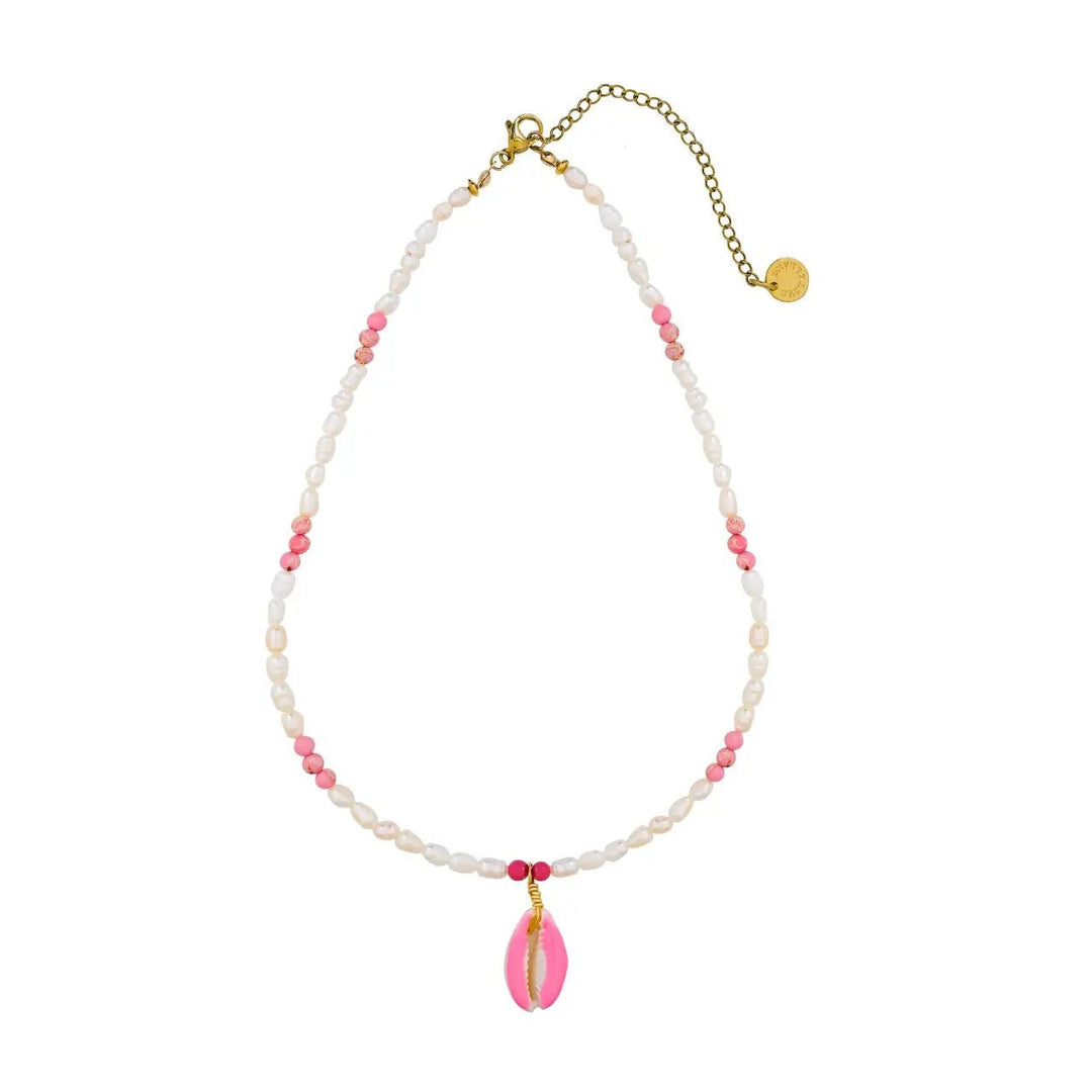 Sea of Roses | Pink Shell & Pearl Necklace - Bombaby