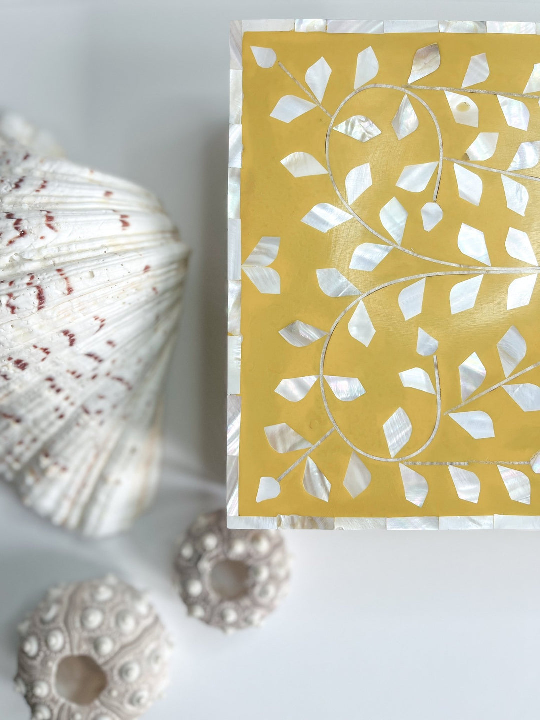 Sunshine Yellow | Large Mother of Pearl Jewellery Box - Bombaby