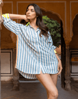 The Oversized Shirt | Mykonos Blue PRE ORDER - Bombaby