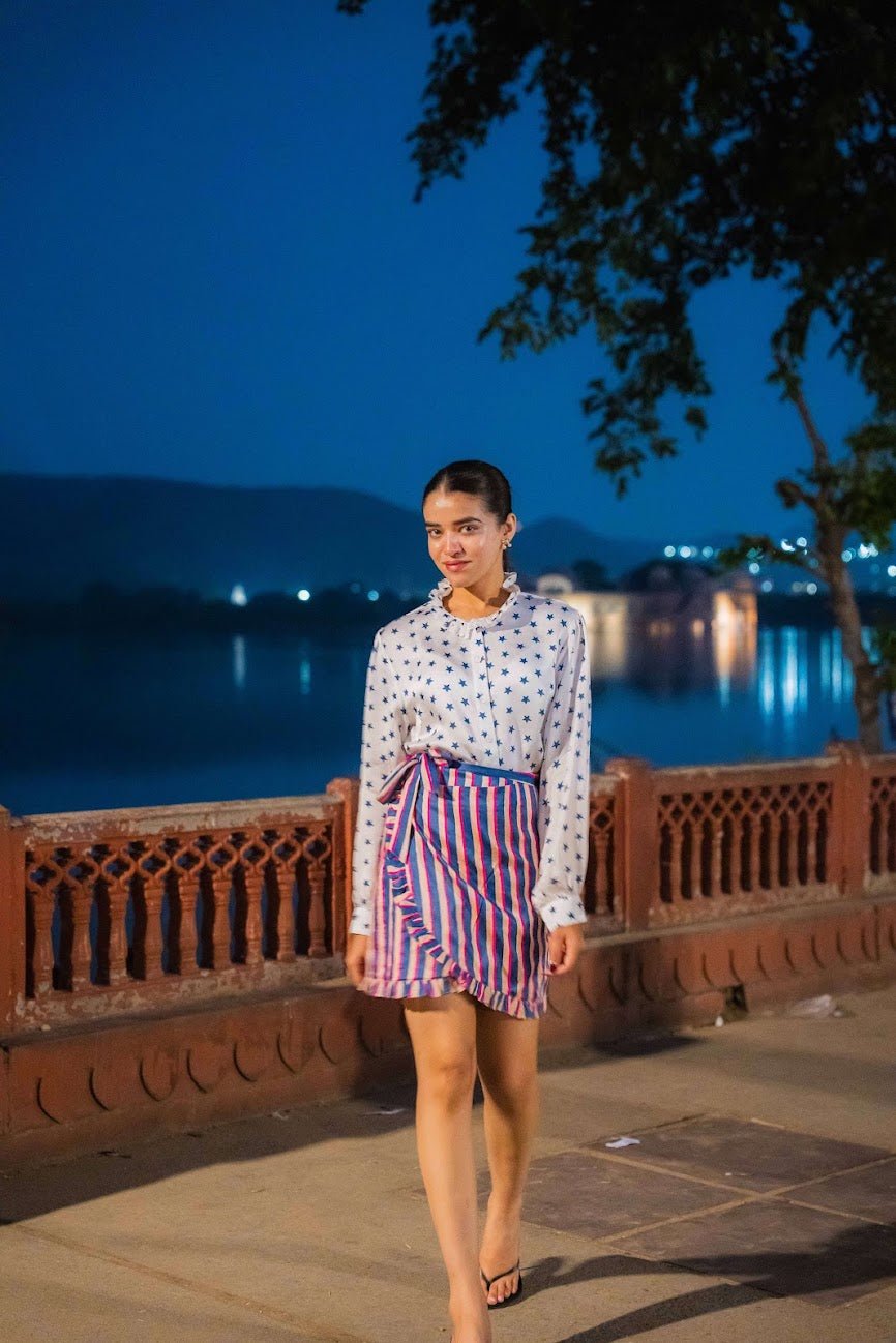 The Party Blouse | Navy Stars - Bombaby