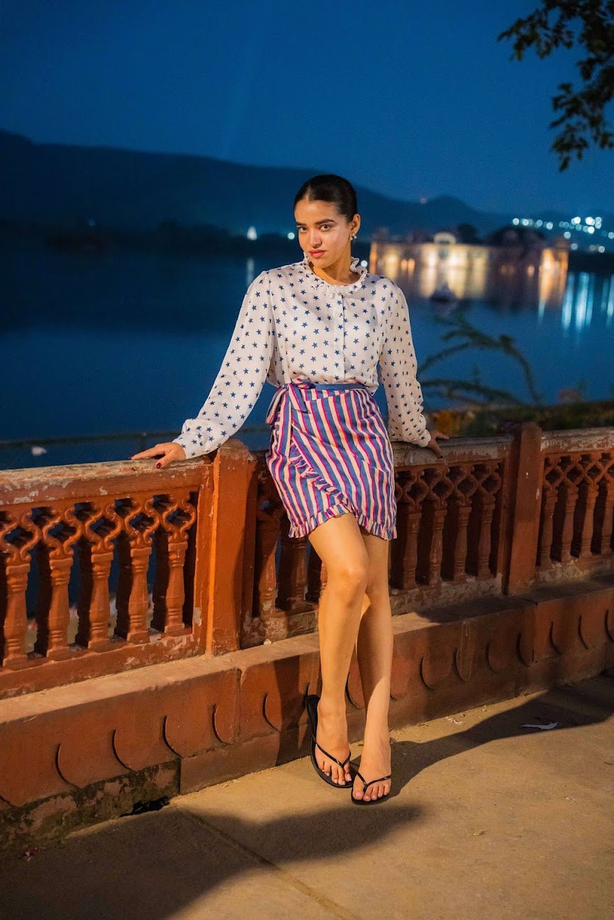 The Party Blouse | Navy Stars - Bombaby