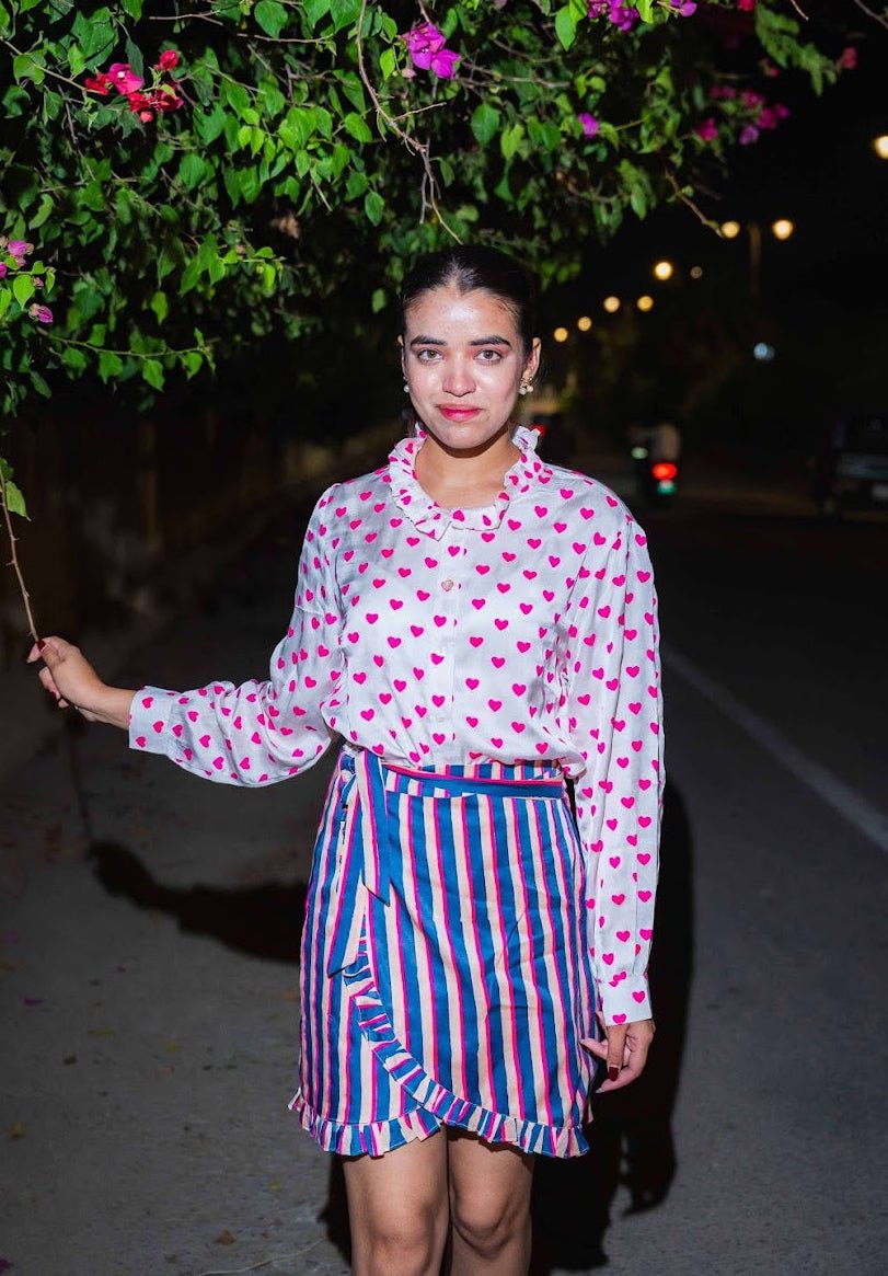 The Party Blouse | Neon Pink Hearts - Bombaby