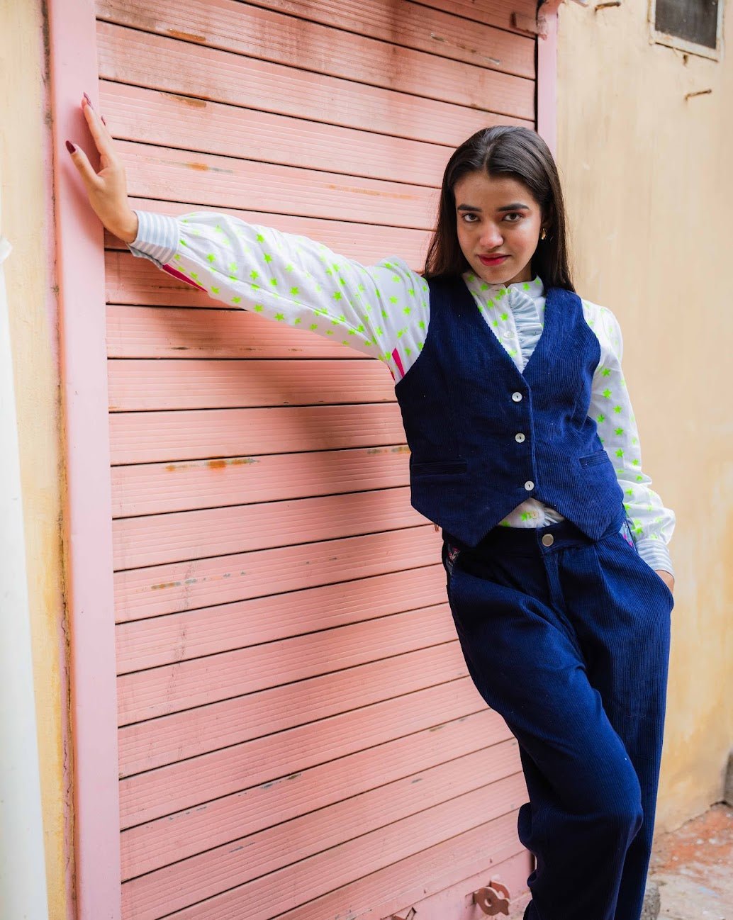 The Rebel Cord Turn Up Trousers | Midnight Navy - Bombaby