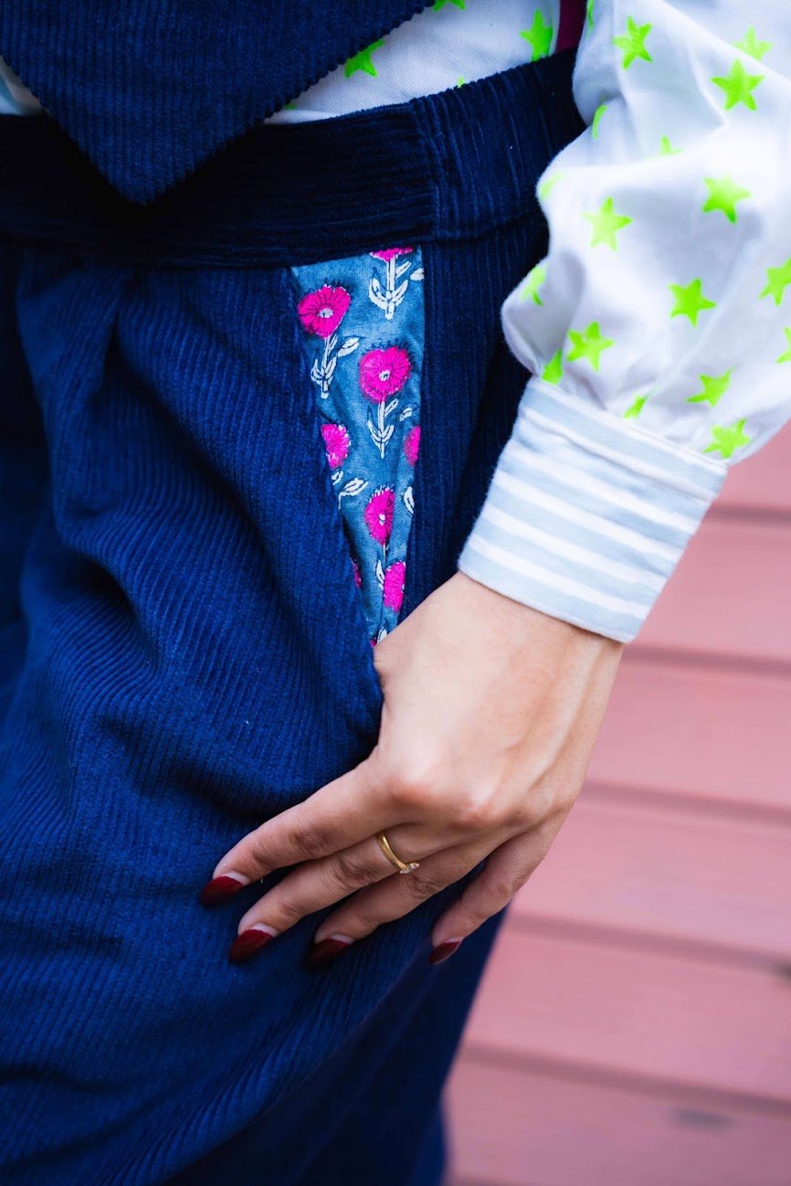 The Rebel Cord Turn Up Trousers | Midnight Navy - Bombaby